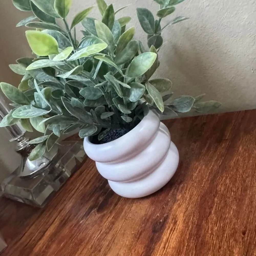 White Vase Pot with Artificial Plant